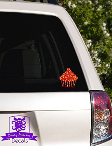 Overly Attached Decals Cherry Topped Cupcake Vinyl Decal for Car Truck Glass Window Laptop Electronics - 6" Orange Metal Flake