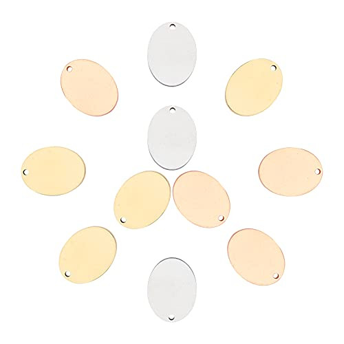 UNICRAFTALE about 12pcs 3 Colors 20mm Oval Hypoallergenic Charms Stainless Steel Pendants Oval Blank Tag Mixed Color Charms for DIY Jewelry Making, 1.4mm Hole UNICRAFTALE about 12pcs 3 Colors 20mm Oval Hypoallergenic Charms Stainless Steel Pendants Oval Blank Tag Mixed Color Charms for DIY Jewelry Making, 1.4mm Hole