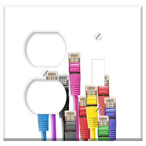 2-Gang, Outlet Toggle Combination Wall Plate Cover - Network Cables Cable Patch Patch Cable Rj Rj45