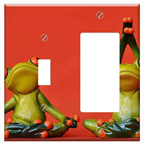 Toggle Rocker/GFCI Combination Wall Plate Cover - Frogs Figure Yoga Gymnastics Funny Frog Green 6
