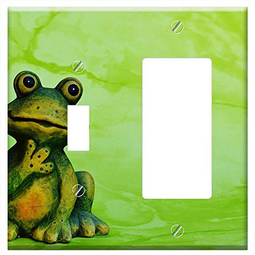 Toggle Rocker/GFCI Combination Wall Plate Cover - Frog Figure Funny Green Animal Cute Sweet 1 Toggle Rocker/GFCI Combination Wall Plate Cover - Frog Figure Funny Green Animal Cute Sweet 1