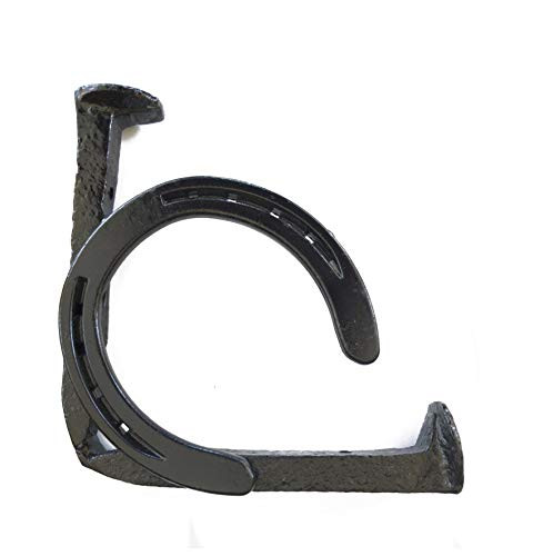 Rustic Reclaimed Railroad Spike Coat Hook - Vintage Decor Organizer for ANY Entryway, Bedroom, Living Room or Kitchen-Heavy Duty Original Iron Coat Rack (Horseshoe & Spike Shelf Bracket With Hardware)