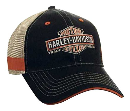 Harley-Davidson Men's Embroidered Long Bar & Shield Mesh Trucker Cap BCC31212 Black