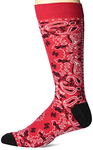 K. Bell Men's Classics Novelty Crew Socks, Bandana Wrap -Red-, Shoe Size- 6-12