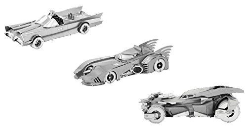 Fascinations Metal Earth 3D Model Kits Classic Batmobile, 1989 Batmobile, and Batman v Superman Batmobile - 3 Pack Bundle