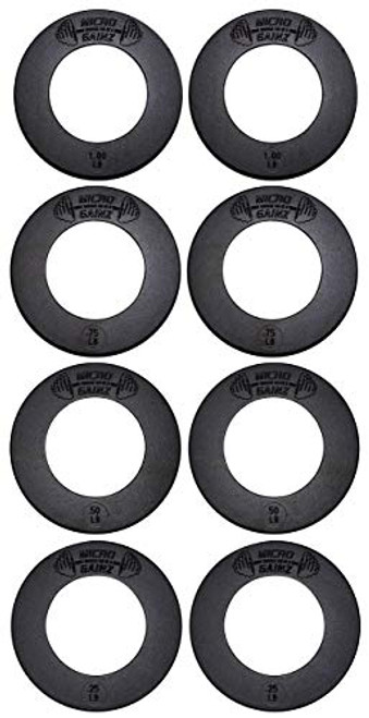 USA Made Micro Gainz Olympic Fractional Weight Plate Set of .25LB-.50LB-.75LB-1LB Plates (8 Plate Set) - Designed for Olympic Barbells, Used for Strength Training and Micro Loading w/Carrying Bag