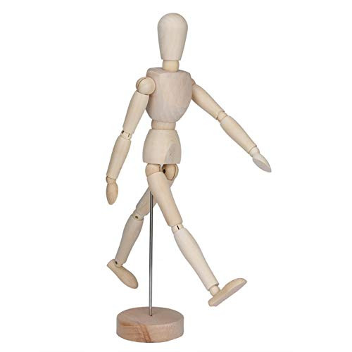 EVTSCAN Wood Manikin Articulated Mannequin with Base and Flexible Body Art Supply Artist Drawing Perfect for Home Decoration/Drawing Human Figure