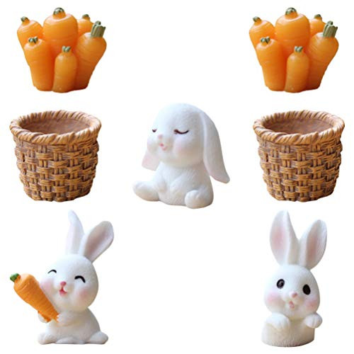 KESYOO 7pcs Rabbit Miniatures Rabbit Figures Animal Figures Mini Bunny Figurines Fairy Garden Miniature Mini Figure Collection Playset for Micro Landscape Easter Party Supply Decor