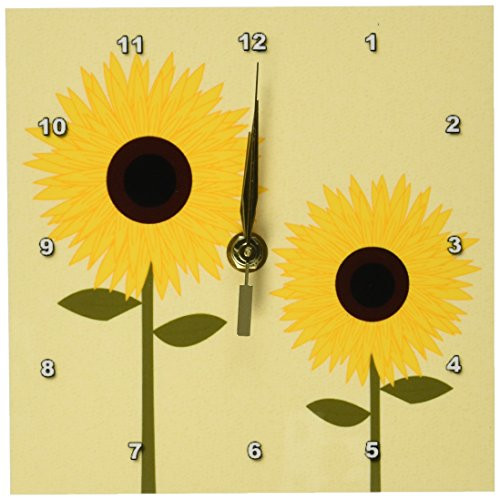 3dRose dc_24647_1 Simply Sunflowers Light Yellow Background-Desk Clock, 6 by 6-Inch