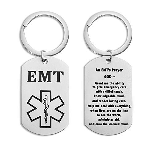 KUIYAI Paramedics Prayer Keychain Necklace EMT Gift Paramedic Gift Emergency Medical Technician Gift Christian Religious Jewelry -EMT Keychain-