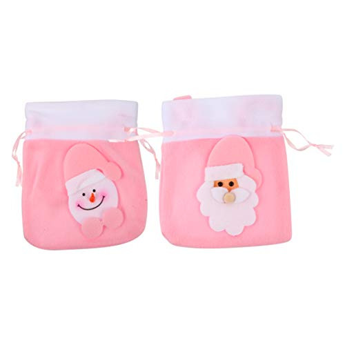 IMIKEYA 4pcs Christmas Drawstring Bags Candy Bags Gift Bags Christmas Goody Bags Holiday Treats Bags with Santa Claus and Snowman Pattern