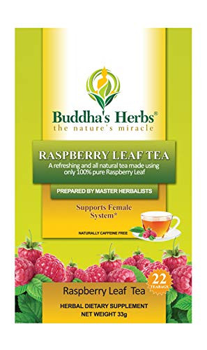 Buddha's Herbs Premium Raspberry Leaf Tea, 22-Count Tea Bags -Pack of 2-