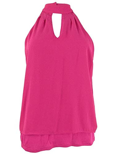 Bar III Women's Mock-Neck Keyhole Top -XS, Candy Pop-
