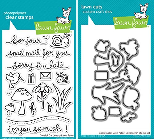Lawn Fawn Gleeful Gardens Clear Photopolymer Stamps LF799 Bundle with Coordinating Lawn Cuts Dies LF800 Lawn Fawn Gleeful Gardens Clear Photopolymer Stamps LF799 Bundle with Coordinating Lawn Cuts Dies LF800