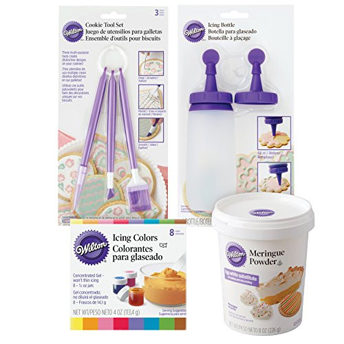 Wilton Sugar Cookie Decorating Kit, 15-Piece - Tool Set, Meringue Powder, Icing Colors, and Decorating Bottle Wilton Sugar Cookie Decorating Kit, 15-Piece - Tool Set, Meringue Powder, Icing Colors, and Decorating Bottle