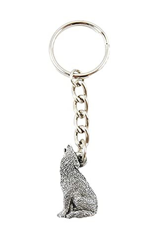 PP Wolf Howling Pewter Keychain