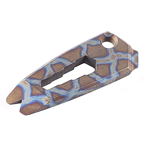 Titanium Pocket Tool Portable Multifunctional EDC Mini Pry Bar with Screwdriver and Wrench -Flame Titanium-