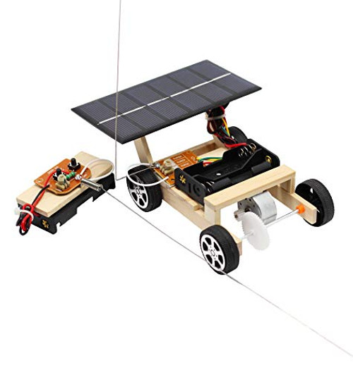 Pica Toys Wooden Solar & Wireless Remote Control Car Robotics Creative Engineering Circuit Science STEM Building Kit - Hybird Power for Electric Motor - DIY Experiment for Kids, Teens and Adults