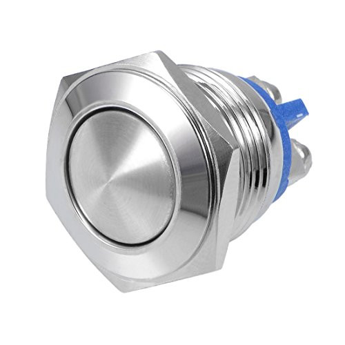uxcell Momentary Stainless Steel Push Button Switch 16mm Mounting Dia 5A 2 Screw Terminal