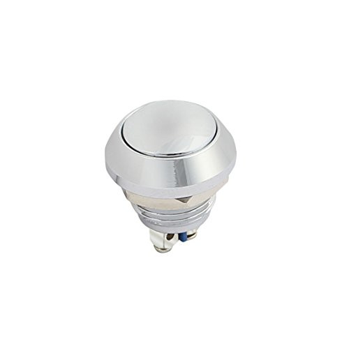 IIVVERR UL AC250V 3A 12mm 0.47" Thread Dia Cambered Cap Waterproof SPST Metal Momentary Push Button Switch Screw Terminals -UL AC250V 3A 12mm 0.47' 'Conmutador de diámetro de rosca Tapa impermeable SP
