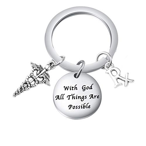 BEKECH Pharmacy Pharmacist Gift RX Pharmacy Keychain with God All Things are Possible Keychain Keyring Pharmacy Tech Gift Pharmacy Technician Gift Pharmacist Graduation Gift -Silver- BEKECH Pharmacy Pharmacist Gift RX Pharmacy Keychain with God All Things are Possible Keychain Keyring Pharmacy Tech Gift Pharmacy Technician Gift Pharmacist Graduation Gift -Silver-