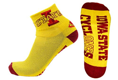 NCAA Iowa State Cyclones Men's Quarter Socks, Gold/Maroon NCAA Iowa State Cyclones Men's Quarter Socks, Gold/Maroon