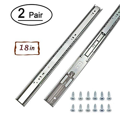 2 Pairs Soft-Close Full Extension Drawer Slides 18 inch  LONTAN 4502S3-18 Ball Bearing Heavy Duty Drawer Slides 100 LB Capacity for Slide for Side Mount Drawers