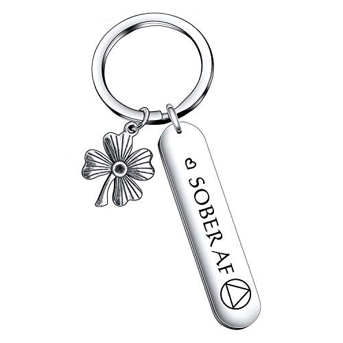 Sober AF Keychain Alcoholics AA Gift NA Keychain AA sponsor Gift NA Recovery Sobriety Gift for Addiction Recovery Jewelry AA Symbol keychain Alcoholics Anonymous Keychain Alcoholics Gift Sober Keychain