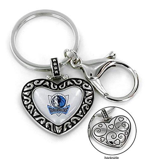 aminco NBA Dallas Mavericks Charmed Heart Keychain , Silver, 5 aminco NBA Dallas Mavericks Charmed Heart Keychain , Silver, 5