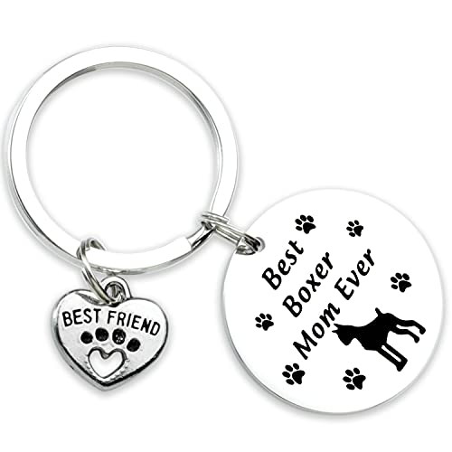 Kivosliviz Boxer Mom Gifts Keychain for Women Boxers Lover Onwers Key Chains Best Boxer Mom Ever Pendant Jewelry Boxer Dog Keychain