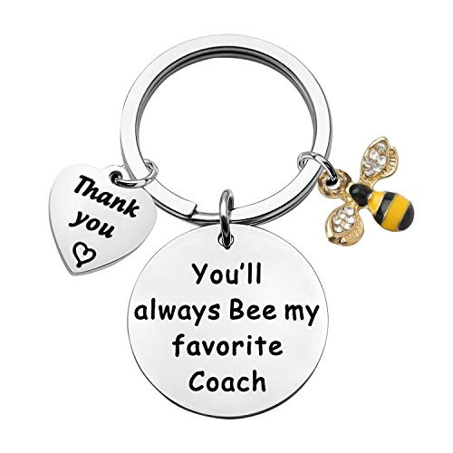 POTIY Thank You Keychain for Coach Appreciation Gift You'll Always BEE My Favorite Coach Keyring Bee Charm Coach Gifts -Coach Keychain-