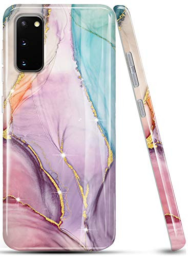 LUOLNH Galaxy S20 Plus Case,Samsung Galaxy S20 plus Marble Case,Brilliant Design Shockproof Flexible Soft Silicone Rubber TPU Bumper Cover Skin Case for Samsung Galaxy S20 plus /S20 Plus-Pink and Green-