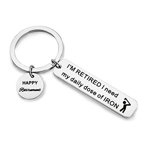 Retirement Gift Golfer Retirement Gift Golf Lover Retirement Gift I'm Retired I Need My Daily Does Of IRON Golf Gift -Golf Retirement Keychain-