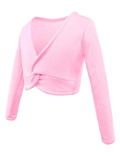 Daydance Pink Toddler Girl's Ballet Wrap Tops Fleeced Dance Shrugs Sweaters for Leotards