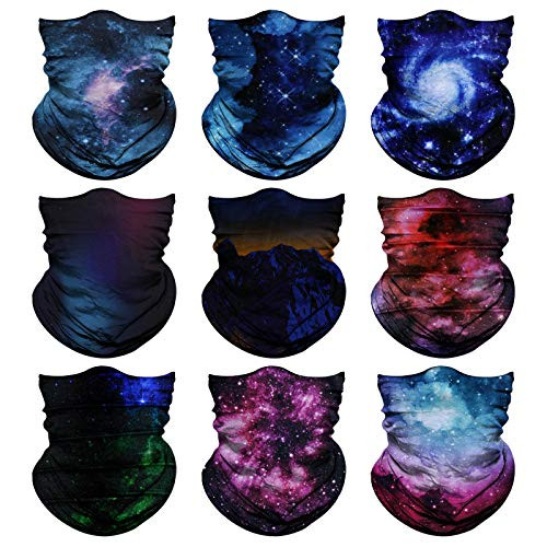 Venswell Neck Gaiter Mask for Men Women, Seamless Bandana Rave Face Cover Mask, Magic Face Scarf, Balaclava,Headband, Head Wrap-Motorcycle Cycling Festival Outdoors -B-Nebula-