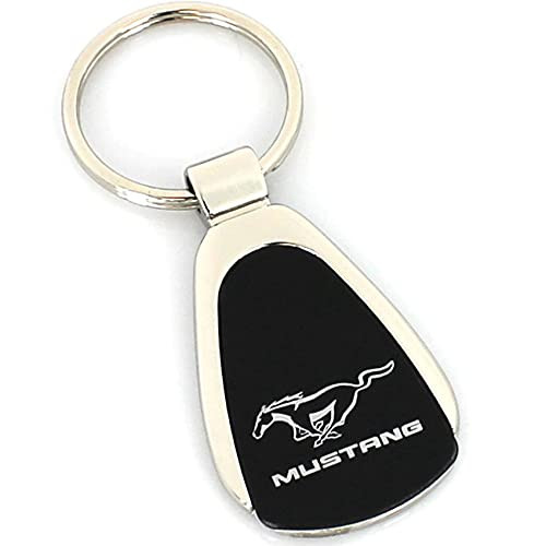Au-TOMOTIVE GOLD, INC. Tear Drop Key Chain for Ford Mustang -Black-