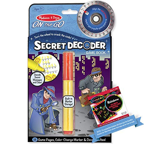 Melissa  and  Doug Secret Decoder Game Book- On-The-Go Series  and  1 Scratch Art Mini-Pad Bundle -05248-