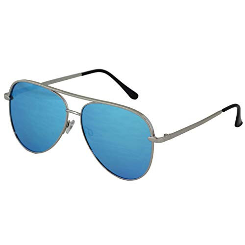 Flawless Large Flat Lens Mirror Gradient Lens Aviator Sunglasses for Men and Women -Blue Mirror-