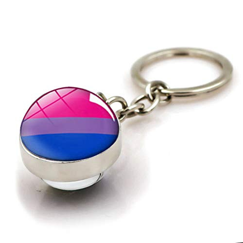 CENWA LGBT Gay Pride Rainbow Time Gemstone Double-Sided Glass Ball Pendant Necklace LGBT Lesbian Jewelry -bi Pride Keychain- CENWA LGBT Gay Pride Rainbow Time Gemstone Double-Sided Glass Ball Pendant Necklace LGBT Lesbian Jewelry -bi Pride Keychain-