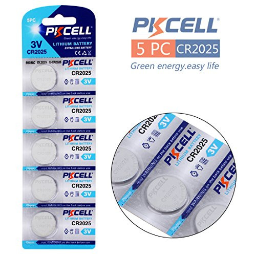 PKCell 5 x CR2025 Battery, 150mAh 3V Lithium Button Coin Cell Batteries, CR2025 ECR2025 DL2025 5003LC for Watches, Key Fobs, Clocks, Toys, Cameras