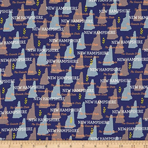 Windham Fabrics Whistler Studios State Pride New Hampshire Fabric, Blue/Peach