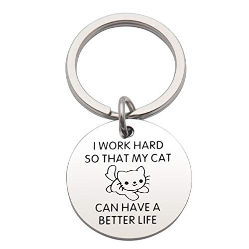 CHENVA Cat Lover Gift I Work Hard So My Cat Can Have A Better Life Keychain Cat Lover Gift Keychain for Mom Sister Friends -I Work Hard so That My cat can Have a Better Life- CHENVA Cat Lover Gift I Work Hard So My Cat Can Have A Better Life Keychain Cat Lover Gift Keychain for Mom Sister Friends -I Work Hard so That My cat can Have a Better Life-