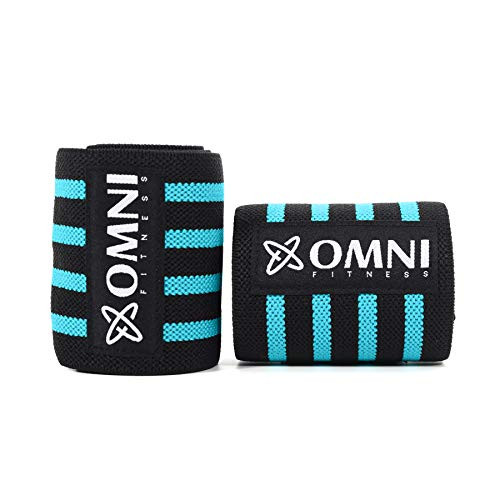 OMNI FITNESS Wrist Wraps - Professional Grade with Thumb Loops - Wrist Support Braces - Weight Lifting, Powerlifting, Crossfit, Strength Training - Blue