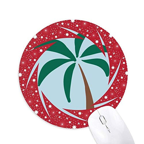 Coconut Tree Simple Cartoon Wheel Mouse Pad Round Red Rubber