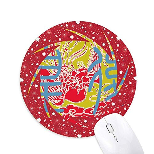 China Ancient Empress Phoenix Pattern Wheel Mouse Pad Round Red Rubber