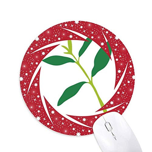 Dark Green Leaves Cartoon Wheel Mouse Pad Round Red Rubber