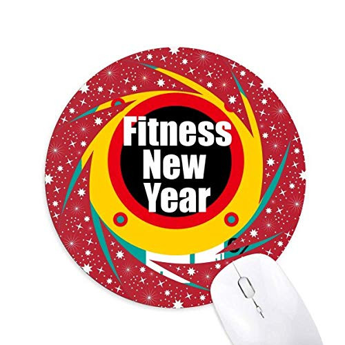 New Year Day Fitness Wishes Happy Wheel Mouse Pad Round Red Rubber