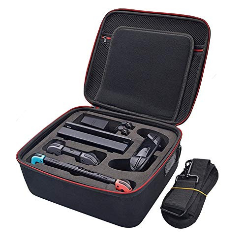 Leandro Switch Travel Case for Nintendo Switch Console & Dock, Wall Charger and Pro Controller, EVA Hard Shell Portable Travel Messenger Bag Pouch for 21 Switch Games and Accessories