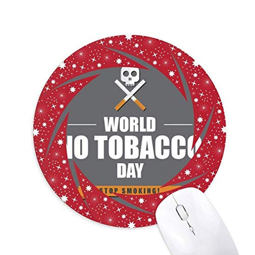 Logo World No Tobacoo Day No Smoking Wheel Mouse Pad Round Red Rubber