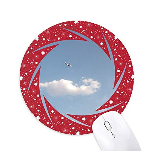 Cloud Air Plane Wheel Mouse Pad Round Red Rubber
